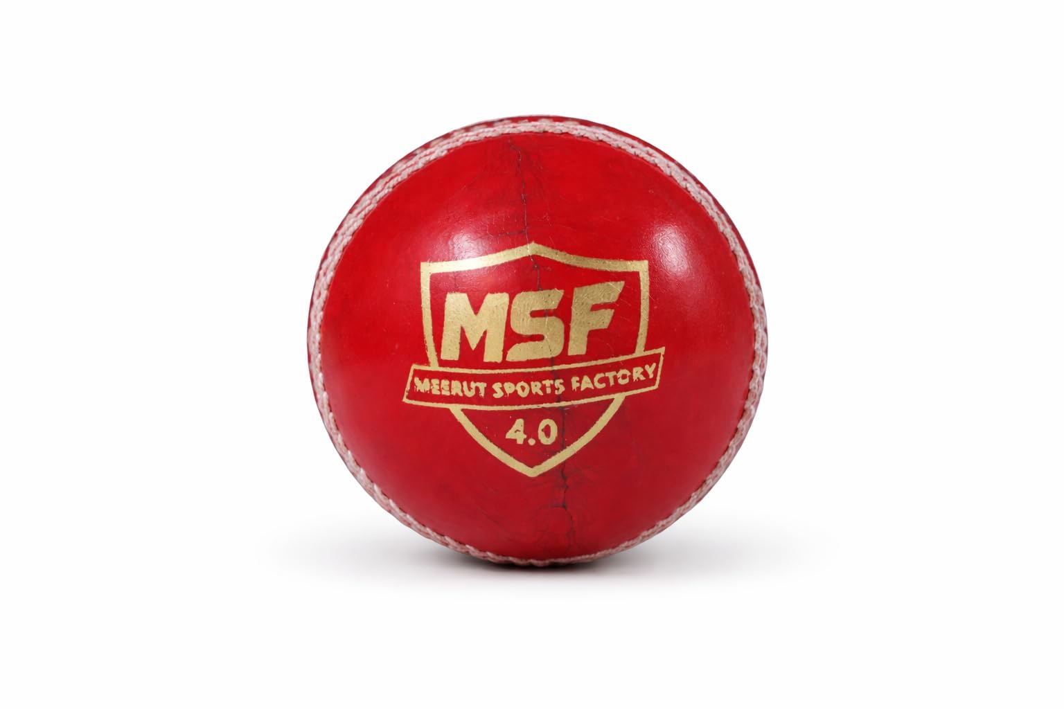 Leather Cricket Ball, 4.0 Red | 40 Overs, 4 Piece Hand Stitched